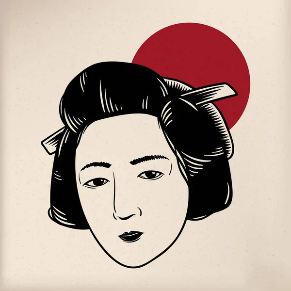 Disegno Illustrazione Stile Tradizione Giapponese Testa Donna Giapponese — Foto Stock