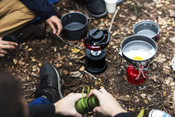Friends Camping Forest Together — Stock Photo, Image