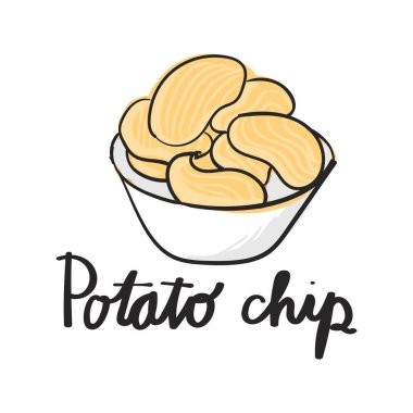 Çizim stili patates cipsi illüstrasyon