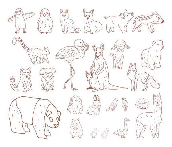Animales Ilustración Art Set — Foto de Stock