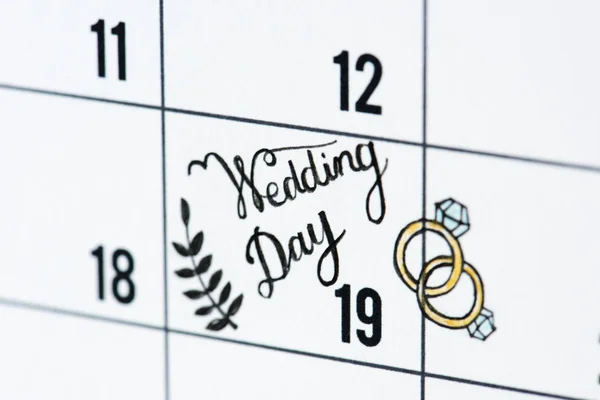 Przypomnienia Kalendarzu Dzień Ślubu — Zdjęcie stockowe