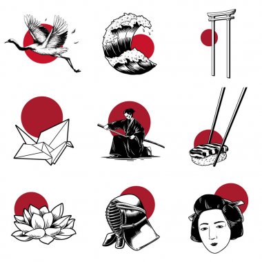 Japon geleneği stil illüstrasyon 