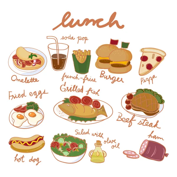 Illustration Zeichnung Stil Der Nahrungsmittelsammlung — Stockfoto