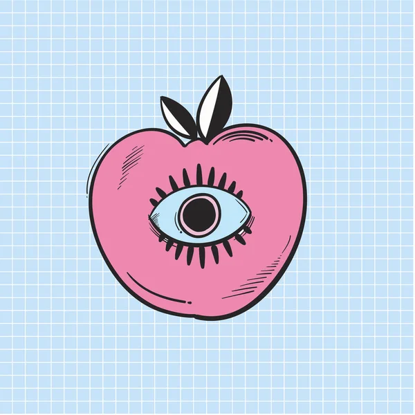 Illustration Des Apfels Mit Augenkonzept — Stockfoto
