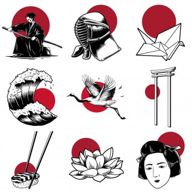 Japon geleneği stil illüstrasyon