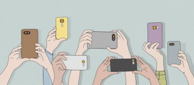 Smartphone ile fotoğraf çekme el çizimi