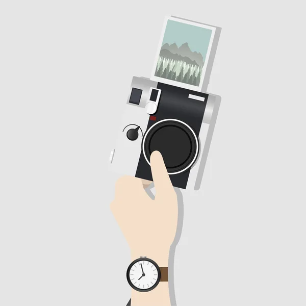 Illustration Der Hand Haltenden Fotokamera — Stockfoto