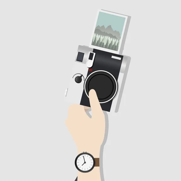 Illustration Hand Holding Photo Camera — Stock Photo, Image