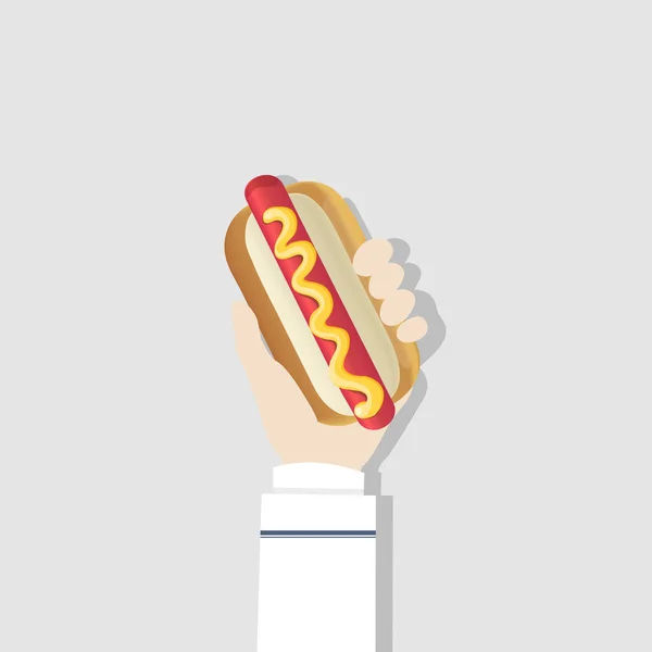 Illustration Des Hand Haltenden Hotdogs — Stockfoto