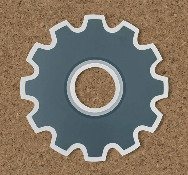 Papír Kézműves Cog Wheel Ikon Szimbólum — Stock Fotó