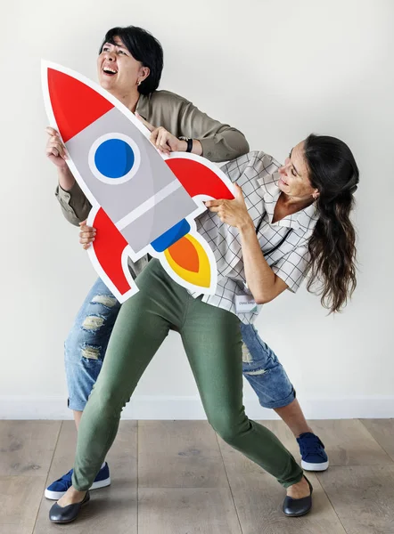 Frauen Mit Raketen Ikone — Stockfoto