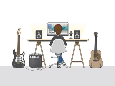 Çalışma alanı bir ses mühendisi veya bir müzik yapımcısı