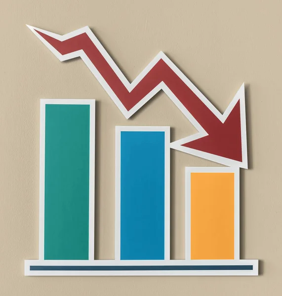 Gráfico Barras Relatório Negócios Declínio — Fotografia de Stock