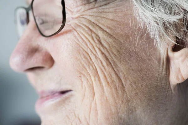 Side Closeup Portrait Elderly Woman — Stock Photo, Image