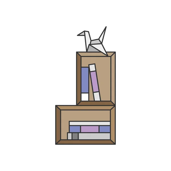 Ilustracja Origami Półkę Książki — Zdjęcie stockowe