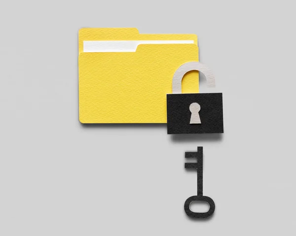 Flat Lay Data Protection Paper Craft — Stock Photo, Image