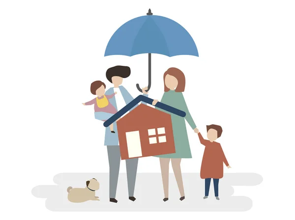 Illustratie Van Home Verzekeringen Bescherming — Stockfoto