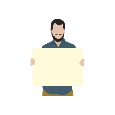 Sakallı adam boş kağıt kendimi resimli