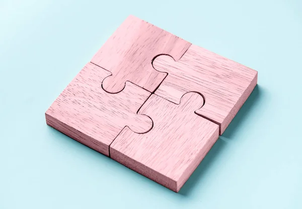 Jigsaw Concepto Trabajo Equipo Macro Shot — Foto de Stock