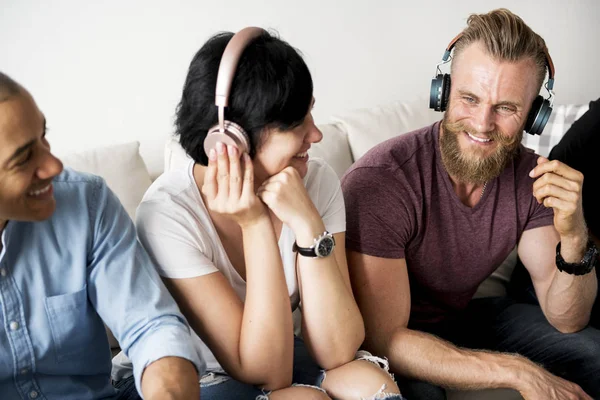 People Enjoy Music Headphones — Stock Photo, Image