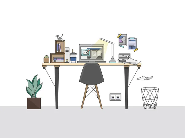Home Office Ilustração Espaço Trabalho — Fotografia de Stock