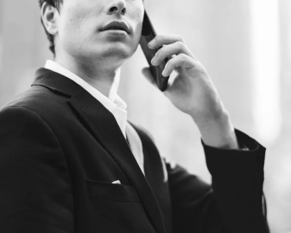 Businessman Communicate Phone — Stock Photo, Image