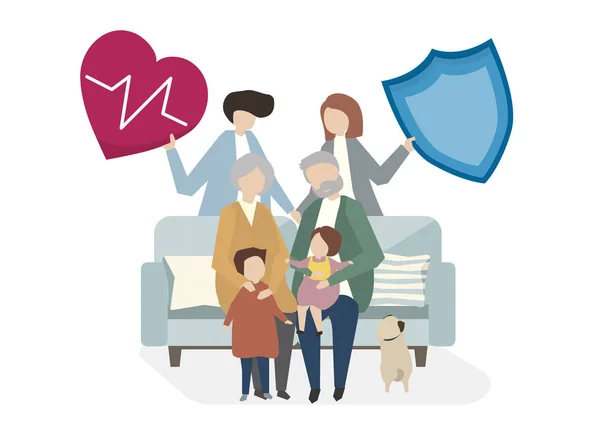 Illustration Der Familien Lebensversicherung — Stockfoto