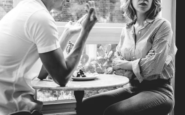 Casal Tendo Uma Discussão Café — Fotografia de Stock