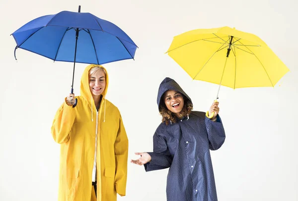 Young Women Enjoying Rainy Season — Stock Photo, Image