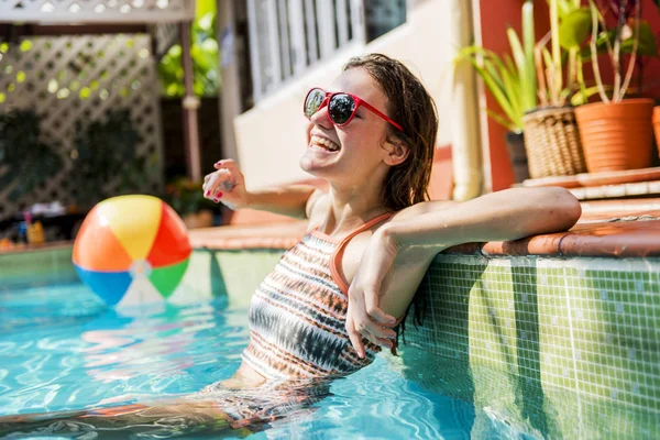 Girl Cooling Swimming Pool Stock Picture