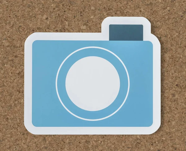 Εικονίδιο Της Μπλε Χαρτί Φωτογραφικής Μηχανής — Φωτογραφία Αρχείου