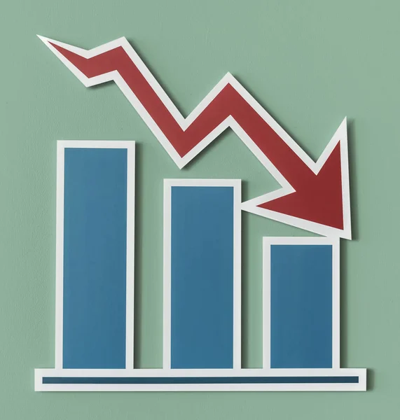 Csökkenő Üzleti Jelentés Bar Chart — Stock Fotó