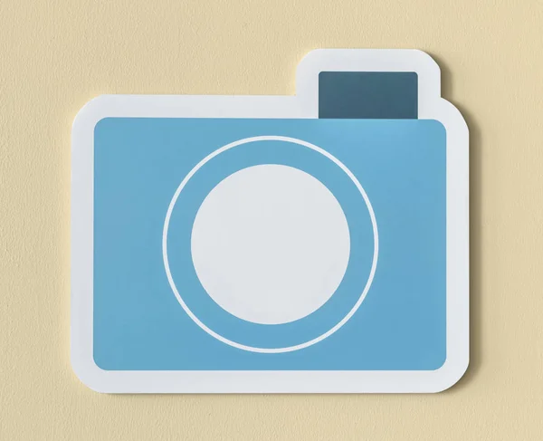 Εικονίδιο Της Μπλε Χαρτί Φωτογραφικής Μηχανής — Φωτογραφία Αρχείου