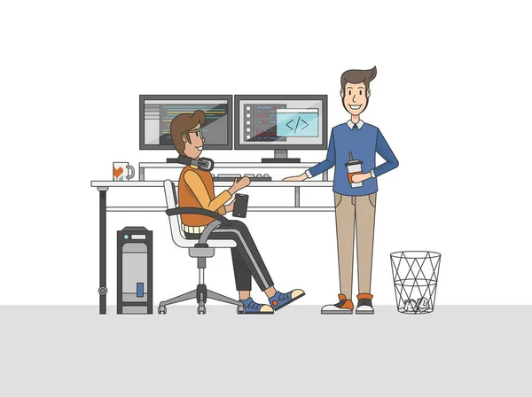 Illustration Programmerare Vid Ett Skrivbord — Stockfoto