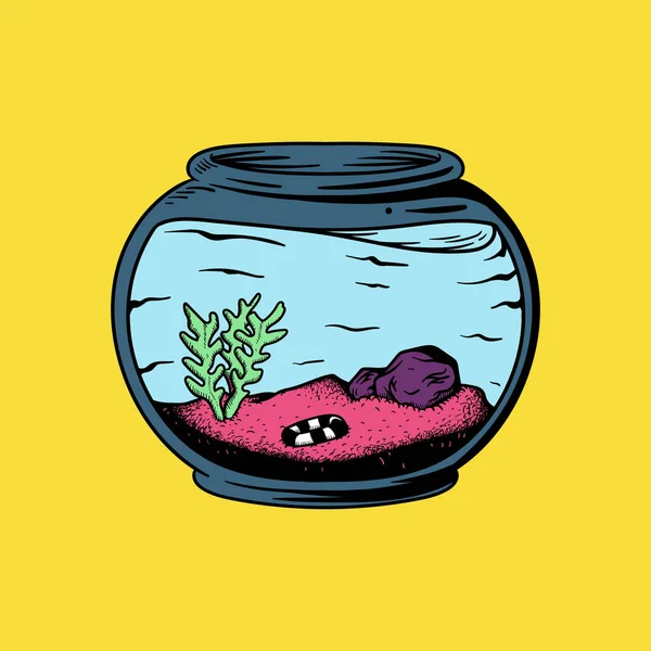 Acuario Vacío Con Plantas Sin Ilustración Peces —  Fotos de Stock