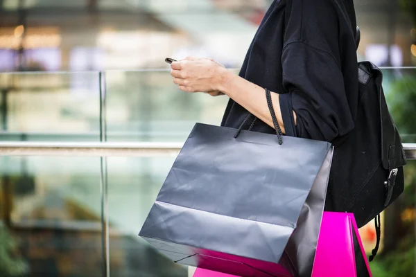 Girl Carrying Lot Shopping Bags — Stock Photo, Image