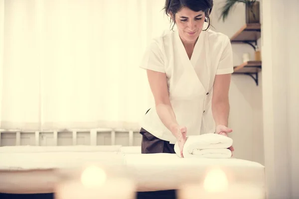 Spa Tratamento Terapia Salão Massagista Trabalho — Fotografia de Stock