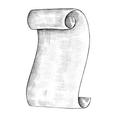 Elle çizilmiş parşömen kağıt rulosu