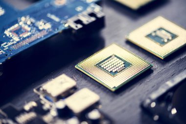 Elektronik bilgisayar bileşenleri Mikro işlemciler anakart closeup