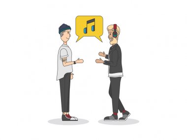 İki adam müzik hakkında konuşmaya