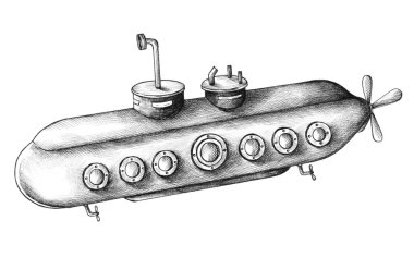 Denizaltı üzerinde izole arka plan el çekilmiş