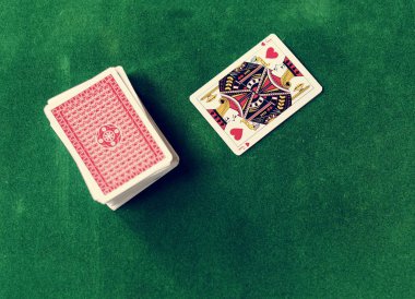 Kartları güverte tablo Casino, üstten görünüm