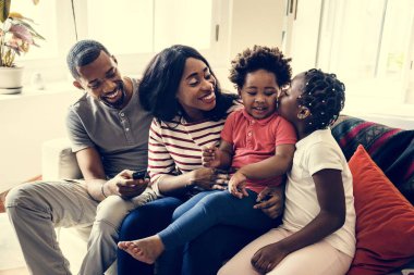 African family spending time together clipart