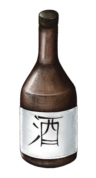 Hand Drawn Osake Japanese Rice Wine — Stock Photo, Image