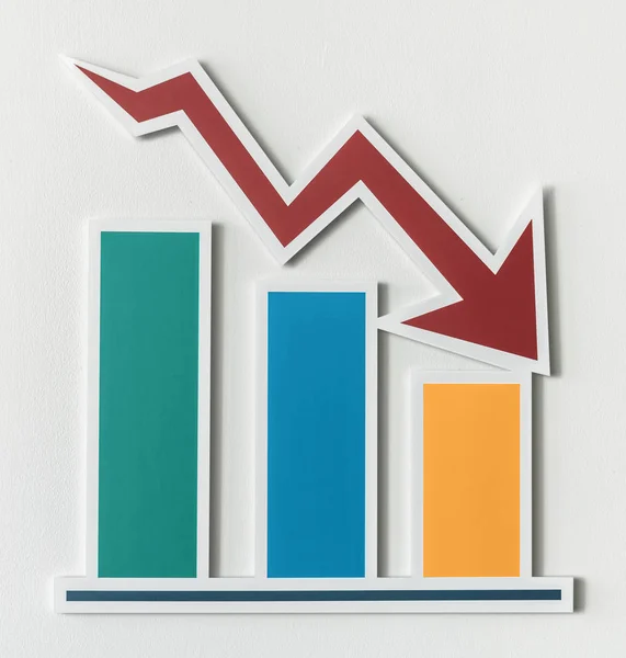 Gráfico Barras Relatório Negócios Declínio — Fotografia de Stock