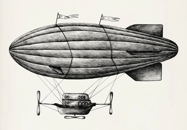 背景に分離された手描きの飛行船 — ストック写真