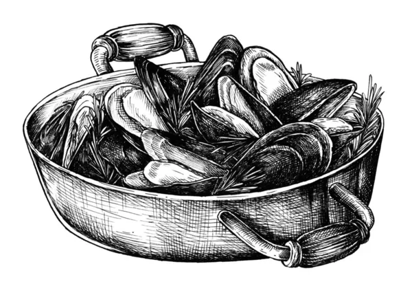 Moules Cuites Dessinées Main — Photo