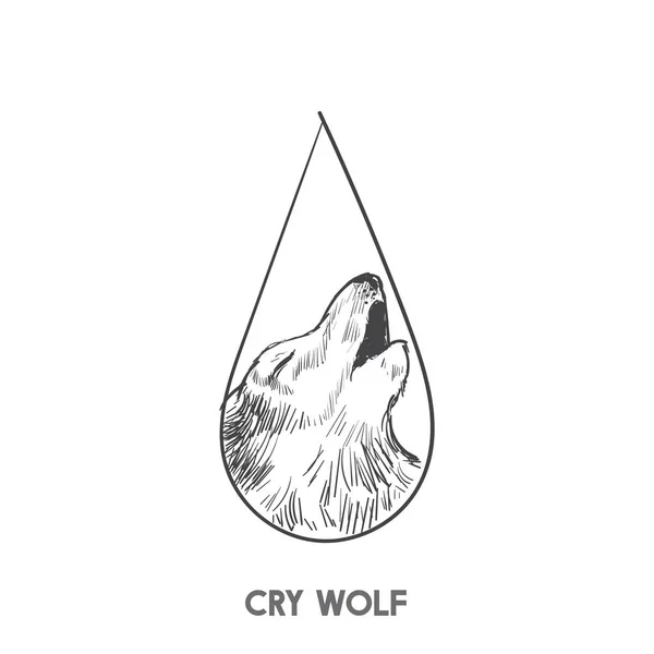 Cry Wolf Ilustracja Koncepcja — Zdjęcie stockowe