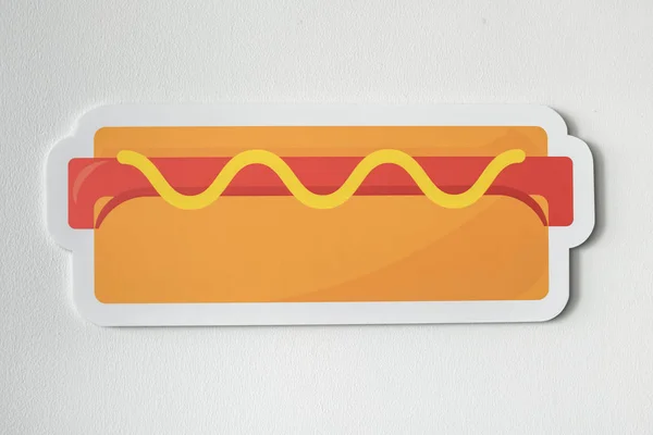 Ikone Eines Hot Dogs Mit Senf — Stockfoto