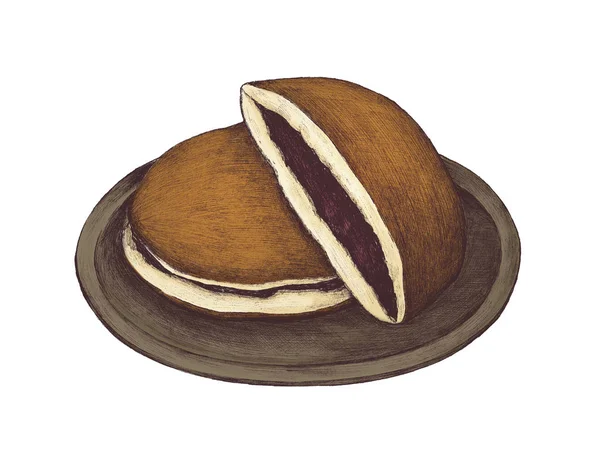 Mão Desenhado Dorayaki Japonês Confeção — Fotografia de Stock